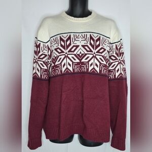 Old Navy SoSoft Maroon White Crewneck Sweater Snowflake Size XL NWOT E-3001